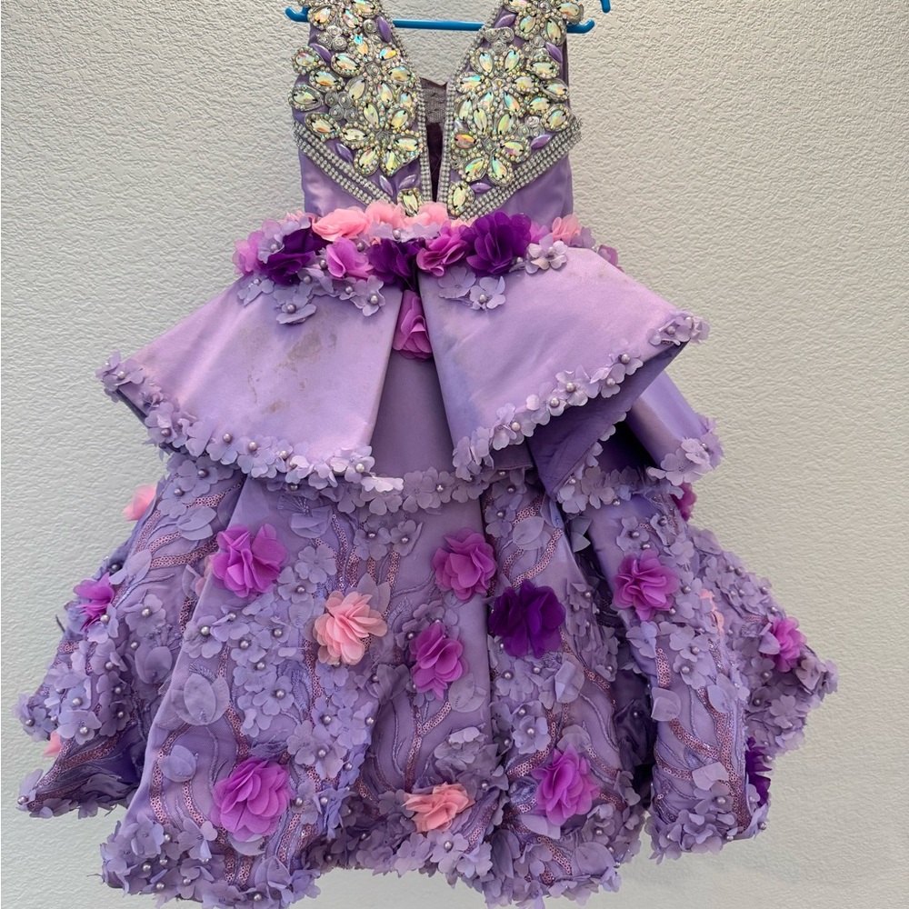 Lavender Floral Embellished Dress
